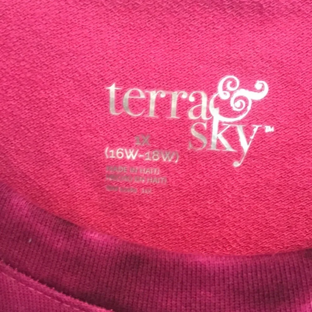 Terra & Sky brand size 1X (16W-18W) pullover long sleeve sweatshirt- NWT - Picture 2 of 6